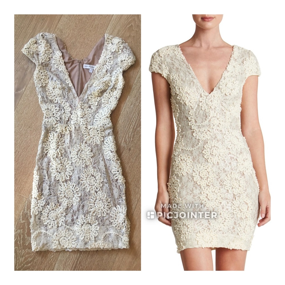 Zoe Cream Ivory Flower Bride Embellished Dress S Mini Bodycon Bridal